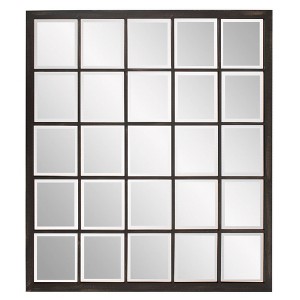 Howard Elliott Metal Framed Beveled Superior Wall Mirror: Oil Rubbed Bronze, Rectangular, Windowpane Effect, Wall Mount - 1 of 4