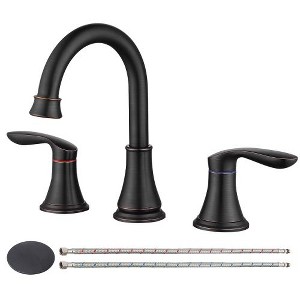 Brushed Nickel Two Handle Widespread Bathroom Sink Faucet Hole Swivel Spout - 1 of 3