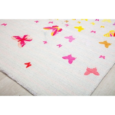 Multicolor Butterfly Pattern Rectangular Synthetic Area Rug