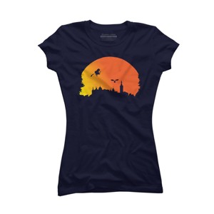 Junior's Design By Humans Halloween witch silhouette By InfaredDesigns T-Shirt - 1 of 3