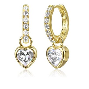 Molenia Heart Birthstone Drop Earrings for Women: 925 Sterling Silver hypoallergenic Huggie Dainty Jewelry Christmas Anniversary Birthday Gift for Mom - 1 of 4