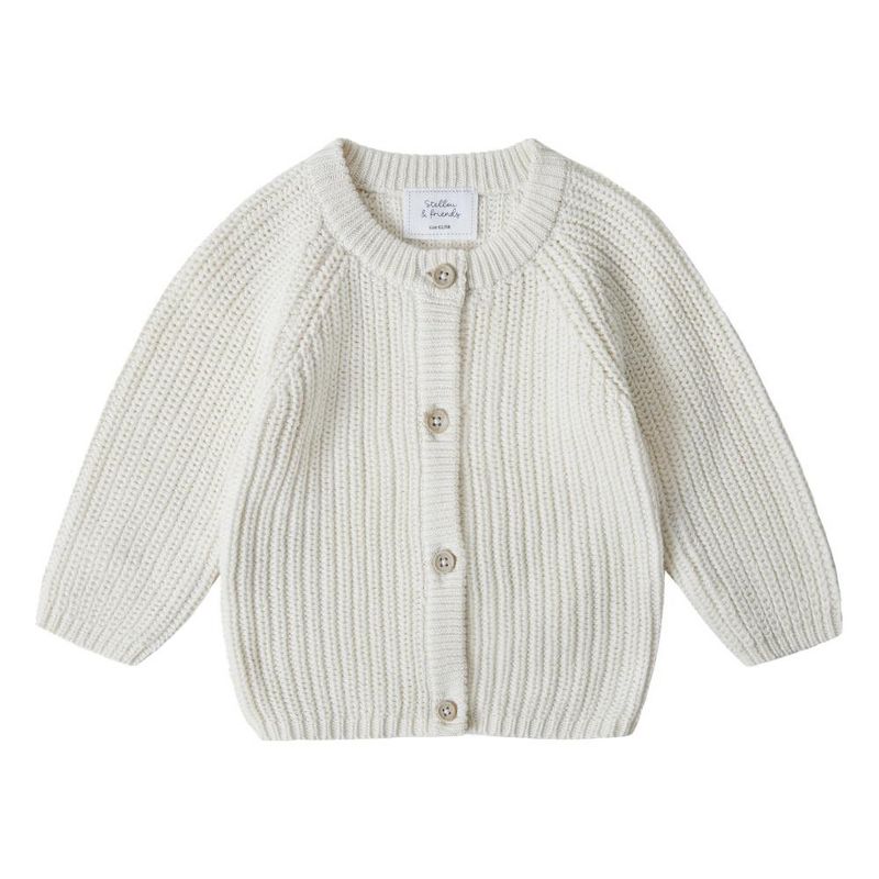 Stellou & Friends 100% Cotton Chunky Ribbed Knitted Cardigan for Boys & Girls Ages 0-6 Years, 3 of 5