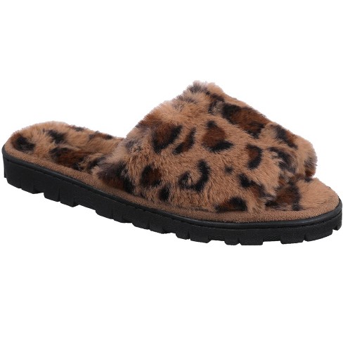 French Connection Women's Plush Slide Slippers - Winter In Leopard 9-10 Target