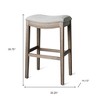 HomeRoots 31" Gray and Oak Fabric and Solid Wood Backless Bar Height Bar Chair - 3 of 4