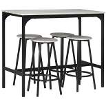 HOMCOM 5-Piece Counter Height Bar Table and Chairs Set, Rustic Bar Table with Stools, Kitchen Table 4 Chair Bar Table with Wooden Top