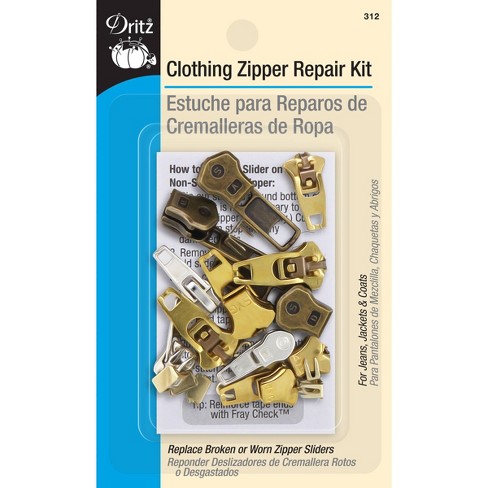 Dritz 22ct Clothing Zipper Repair Kit of Assorted Sliders and Stops