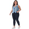 Agnes Orinda Women's Plus Size Denim Sleeveless V Neck Button Down Waistcoat Jean Vest - 3 of 4