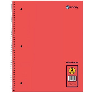 Enday 3-Subject Spiral Notebook Wide Ruled - 120 Sheets - 1 of 1