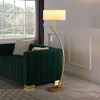 59" In Contemporary Dual Gold Arc W/ Hanging Pendelum Lamp Metal Floor Lamp - 2 of 4
