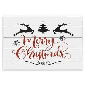 Stupell Industries Merry Christmas with Reindeer, 19" x 13" - 1 of 4