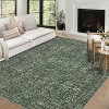 5'x7' Vintage Floral Low Pile Rug, Non-Slip Washable Runner with Reinforced Edges, Stain Resistant Foldable Floor Cover, Blue - 4 of 4