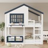 Bellemave Bunk Bed/Loft Bed with Bookshelf, House Design, High-Quality Safety Fencing - 2 of 4