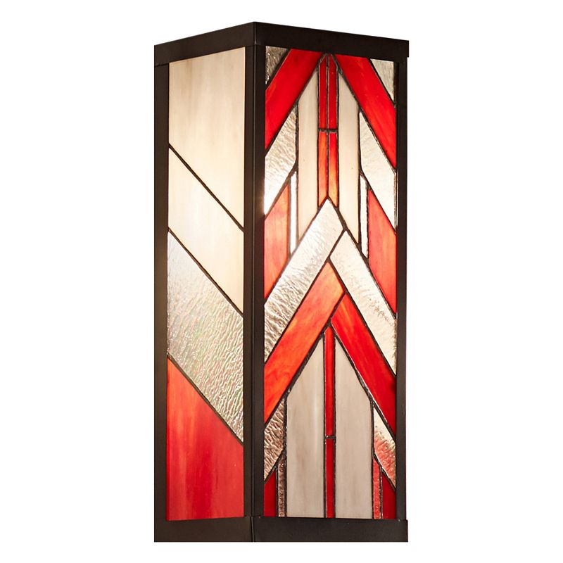16.25&#34; 1-Light Mission Style Rectangular Outdoor Stained Glass Wall Sconce Red - River of Goods, 1 of 7