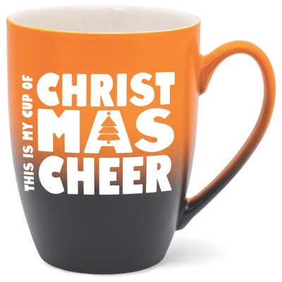 Elanze Designs This is My Cup of Christmas Cheer Two Toned Ombre Matte Orange and Black 12 ounce Ceramic Stoneware Coffee Cup Mug