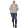 Plus Size Hooded High Pile Fleece Jacket - White Mark - 4 of 4