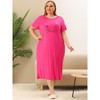 Women's Plus Size Cute Print Crew Neck Short Sleeve Split Hem Midi Sleep Shirts Lounge Nightgowns with Pockets - Agnes Orinda - 3 of 4