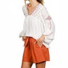 Women's V-neck Bohemian-inspired Embroidered Detail Blouse - Vine & Love - 2 of 4