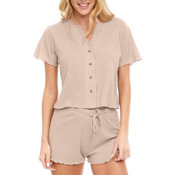 Adr Women's Ribbed Knit Pajamas Set Set, Tank Top Pajama Shorts Ivory 2x  Large : Target