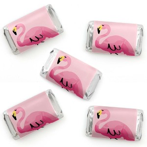 Big Dot of Happiness Pink Flamingo - Mini Candy Bar Wrapper Stickers - Tropical Summer Party Small Favors - 40 Count - 1 of 4