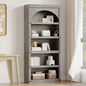 68.7" Tall Arched Bookshelf Bookcase with Storage,5-Tier Farmhouse Book Shelf,Wooden Bookshelves for Home Office, Living Room - 1 of 4