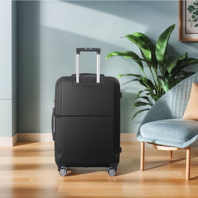INFURNIC Bag And Luggage Sets 3 Size Hard Rolling Business Suitcases with Silent Wheels, Travel Luggage Suitcase Set, Black, 21.06"*11.81"*30.31"