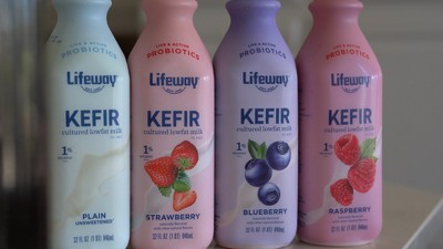 Lifeway Kefir Raspberry Low Fat Milk Smoothie - 32 fl oz, 2 of 5, play video