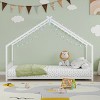 FONTOI Twin Size Kid Bed Frame Beds, Floor Bed House Shape Iron Platform Bed with Fence for Bedroom Kid Room, White, 78.5"*40.94"*58.4" - 2 of 4