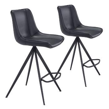 Set of 2 Fillmore Counter Height Barstools Black - ZM Home
