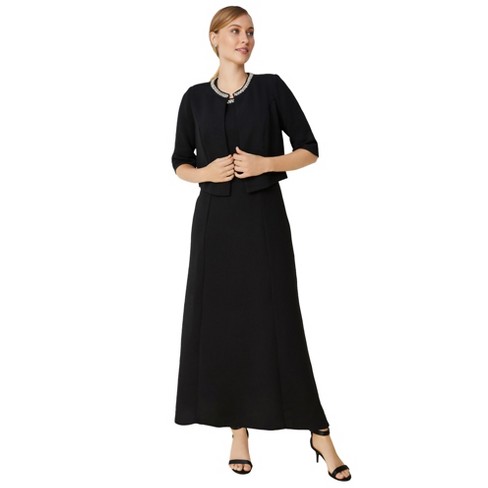  Jessica London Women's Plus Size Georgette Flyaway Maxi Dress -  12 W, Black : Clothing, Shoes & Jewelry