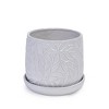 ORRD 2-Pack Ceramic Planters with Embossed Leaf Design | Modern Indoor Outdoor Flower Pots for Garden & Patio,White - 3 of 4