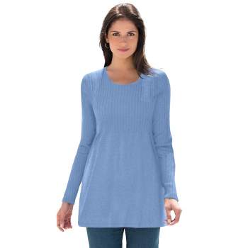 Jessica London Women's Plus Size Ribbed Baby Doll Tunic Sweater