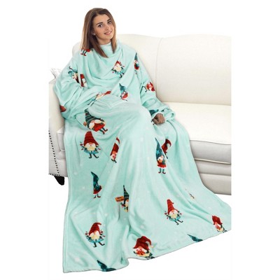 Catalonia Wearable Blanket with Sleeves and Pocket, Cozy Soft Fleece Mink Micro Plush Wrap Throws Blanket Robe for Adults, Gift for Her