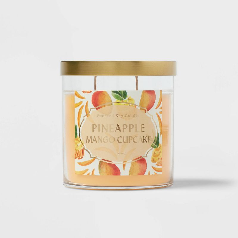 15.1oz Lidded Glass Jar 2-Wick Candle Pineapple Cupcake - Opalhouse&#8482;, 1 of 8