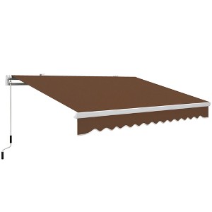 Outsunny Manual Retractable Awning Sun Shade Shelter for Patio Deck Yard with UV Protection and Easy Crank Opening - 1 of 4