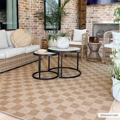 Hauteloom Kuval Checkered Brown Rug