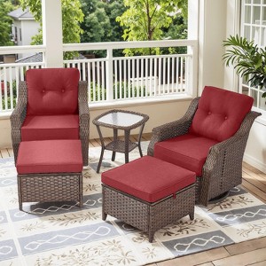 Gymojoy Outdoor Swivel Chairs with Side Table Glider Chair with Cushion - 1 of 4