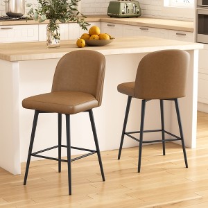 Dyonery Counter Height Bar Stools Set of 2/3,26" Height Upholstered Swivel Bar Stools with Back and with Footrest,Bar Stools for Kitchen Stool Chairs - 1 of 4