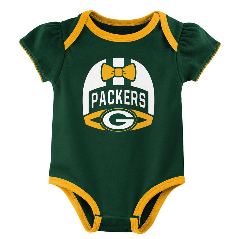 NFL Green Bay Packers Baby Girls&#39; Onesies 3pk Set, 4 of 5