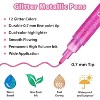Ohuhu Glitter Markers Pen: 12 Glitter Colors Metallic Shimmer Marker Fine Tip Water-based Ink for DIY Crafts Greeting Birthday Cards Making Mugs Wood - 3 of 4