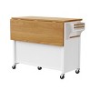 Rolling Kitchen Island With Adjustable Shelf,2 Doors And 5 Drawers,Kitchen Island Cart With Spice Rack,Drop Leaf And Towel Rack -Maison Boucle - 4 of 4
