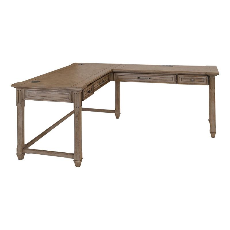 Bristol Traditional Wood Open L-Desk &#38; Return Light Brown - Martin Furniture, 3 of 9
