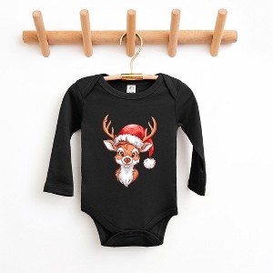 The Juniper Shop Cute Reindeer Head Baby Long Sleeve Bodysuit - 18 Month - Black - 1 of 3
