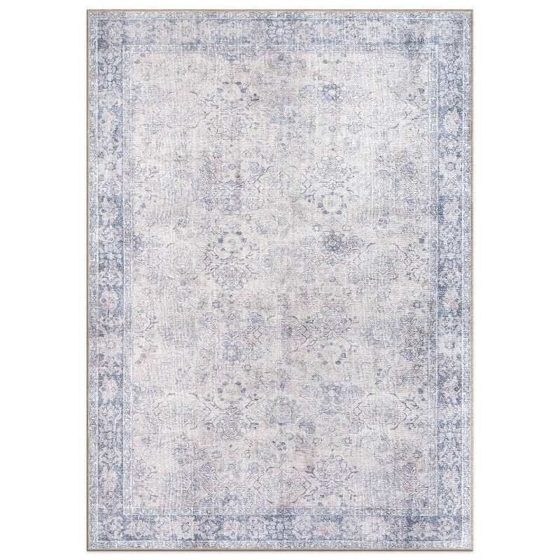 World Rug Gallery Transitional Bordered Vintage Machine Washable Non Slip Area Rug, 1 of 11