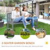 56" Outdoor Wood Bench, 2-Seater Garden Bench with Backrest and Armrest, Patio Bench for Patio, Porch, Poolside, Balcony - 4 of 4