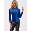INSPIRE CHIC Women's Velvet Round Neck Long Sleeve Stand Collar Metallic Stars Tops - 4 of 4