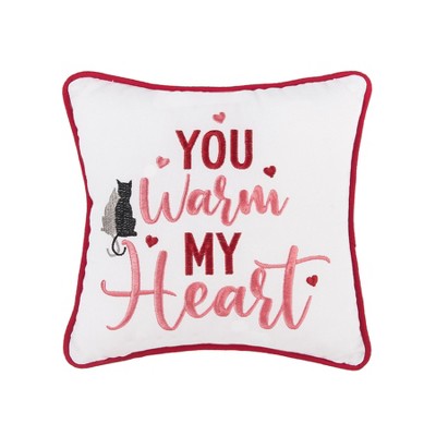 C&F Home 10" x 10" Valentine's Day "You Warm My Heart" Embroidered Accent Throw Pillow