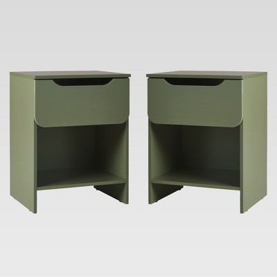 Saracina Home Set of 2 Modern 1 Drawer Wood Storage Nightstand