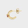 14K Gold Dipped Cubic Zirconia Stud and Hoop Earring Set 3pc - 3 of 3