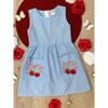Sweet Cherry Embroidered Pinstripe Tank Dress Mia Belle Girls - 3 of 4