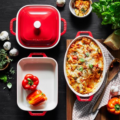 Cherry Red Ceramic 4-Piece Baking Dish Set